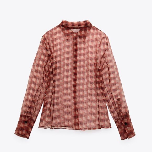 ZARA PRINTED ORGANZA BLOUSE - Picture 7 of 7